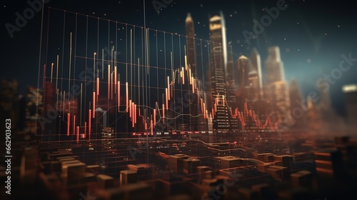 Generative AI, stock market chart lines, financial graph on technology abstract background represent financial crisis, financial meltdown. Technology concept, trading market concept. © DELstudio