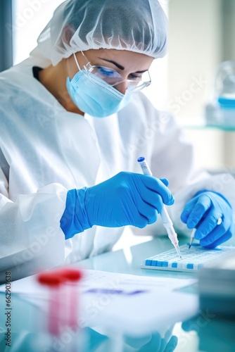 Woman holding test tube with blood sample, closeup