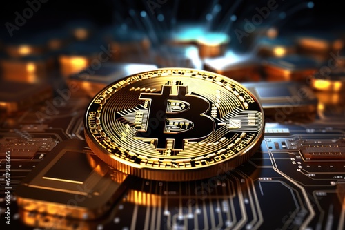 Bitcoin coins on the table