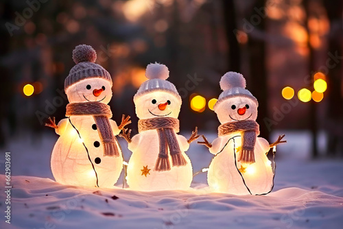 From the Snowman Family, a happy holiday. Greeting card or poster. photo