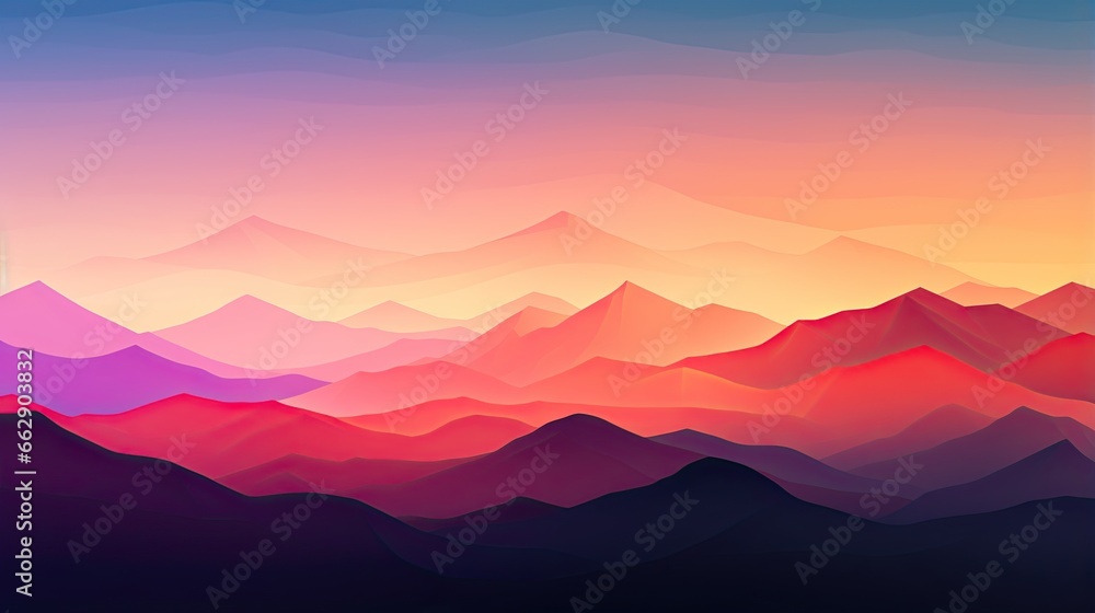  a colorful landscape with mountains and a sky in the background.  generative ai
