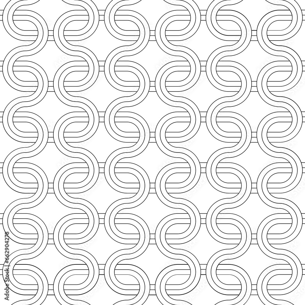 Fototapeta premium Vector seamless texture. Modern geometric background. Grid with wavy lines.