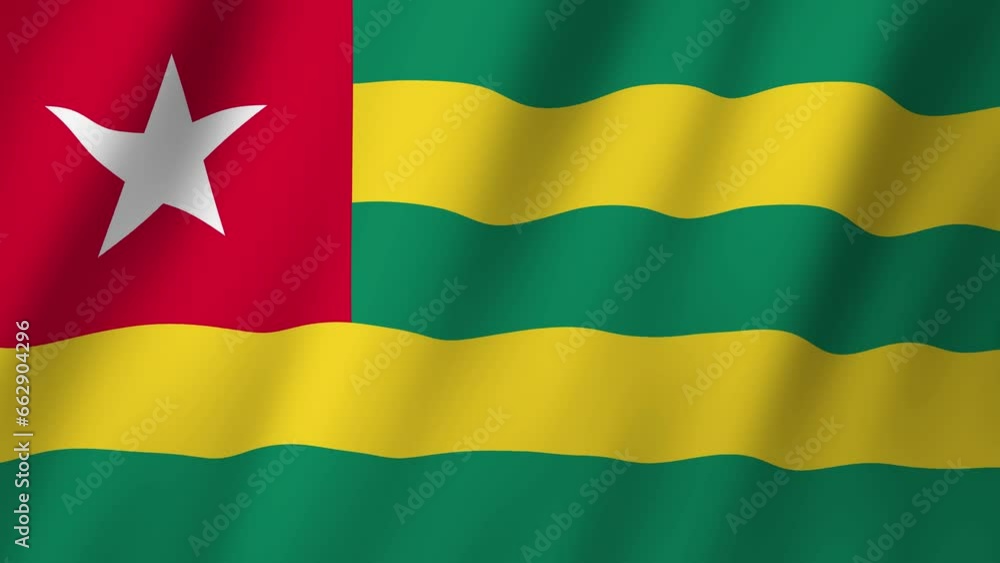 Togo Flag. National 3d Togo flag waving. Flag of Togo footage video waving in wind. Flag of Togo 4K Animation Togo Flag. National 3d Togo flag waving. Flag of Togo footage video waving in wind. Flag of Togo 4K Animation