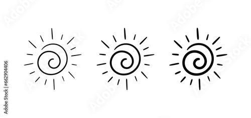 hand drawn spiral sun symbol. doodle sun symbol