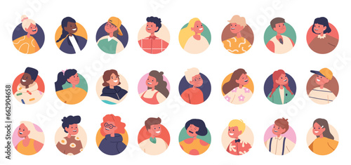 Kids Avatars Set. Adorable And Diverse Collection Of Children Digital Profiles. Perfect For Games or Apps, Vector