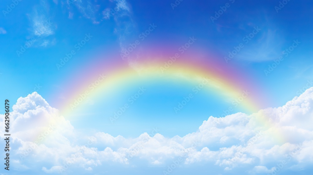 a rainbow in the sky with clouds and a blue sky. generative ai a rainbow in the sky with clouds and a blue sky. generative ai