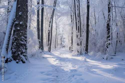 Snow-Covered Forest Path