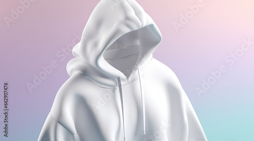White hoodie with a hood,created with Generative AI technology.