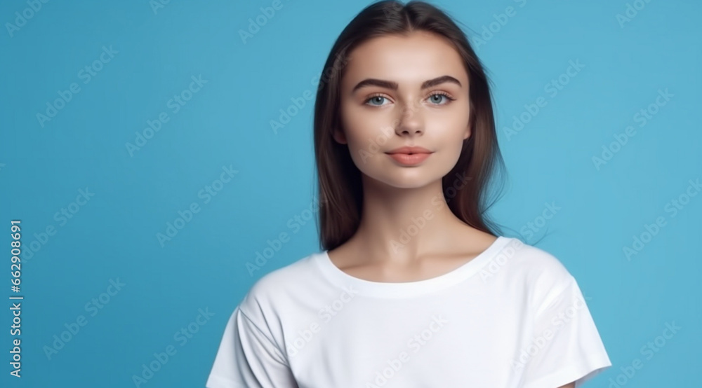 The girl in a white T-shirt,created with Generative AI technology. The girl in a white T-shirt,created with Generative AI technology.