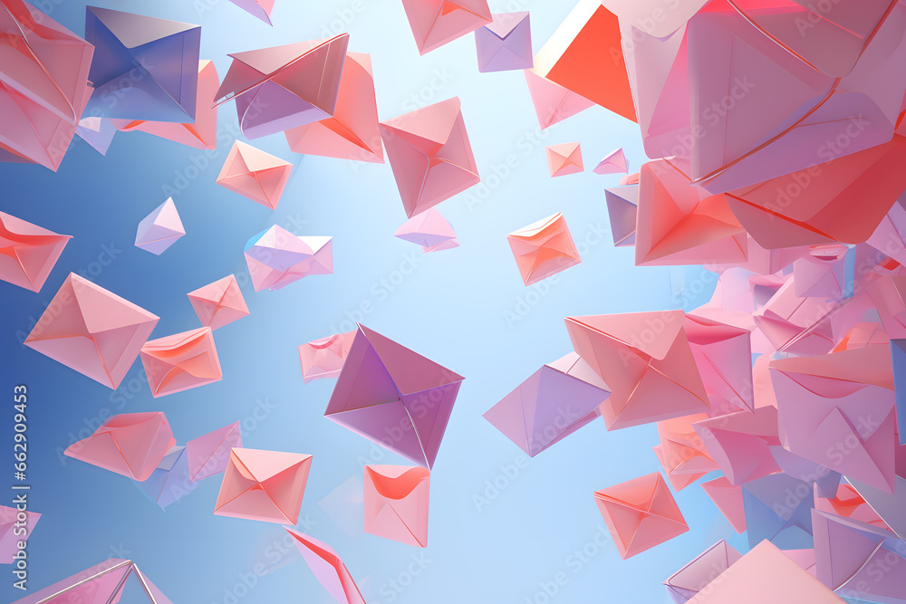 Flying messages e-mail envelopes Flying messages e-mail envelopes