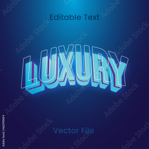 Editable 3d text , luxury blue three dimensional glowing title