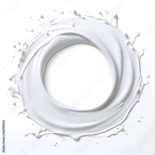 Whirlpool circle of white milk or cream liquid isolated on white background