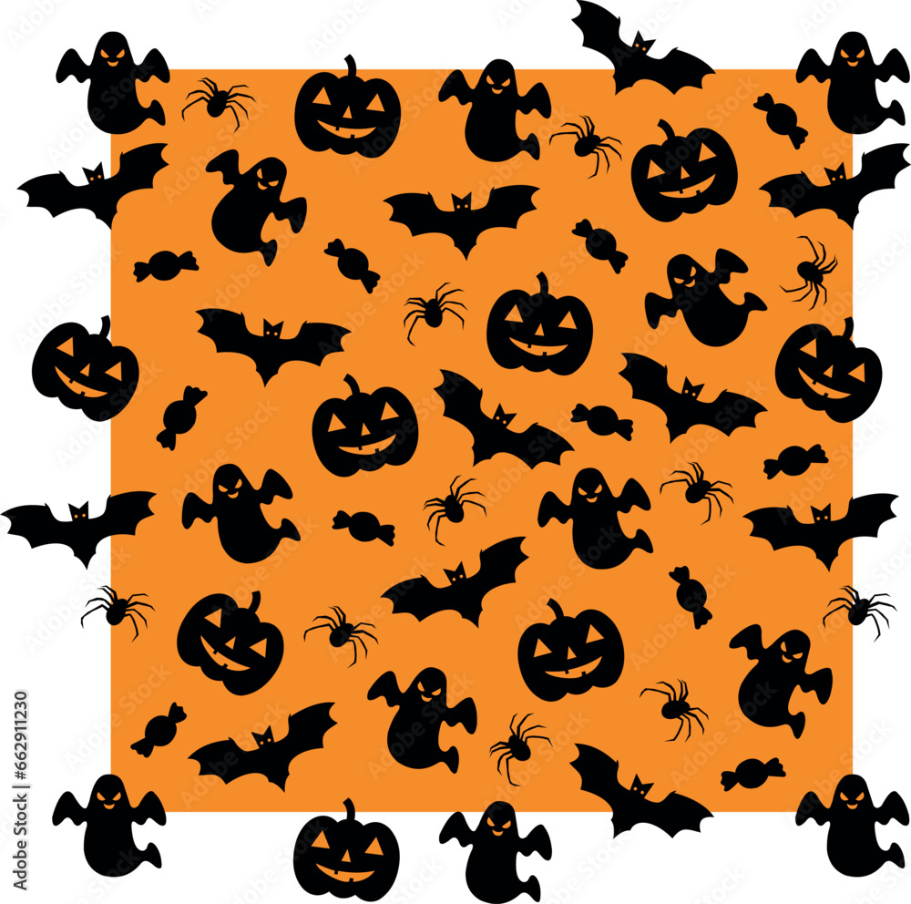 Obraz premium Halloween vector seamless pattern orange & black background
