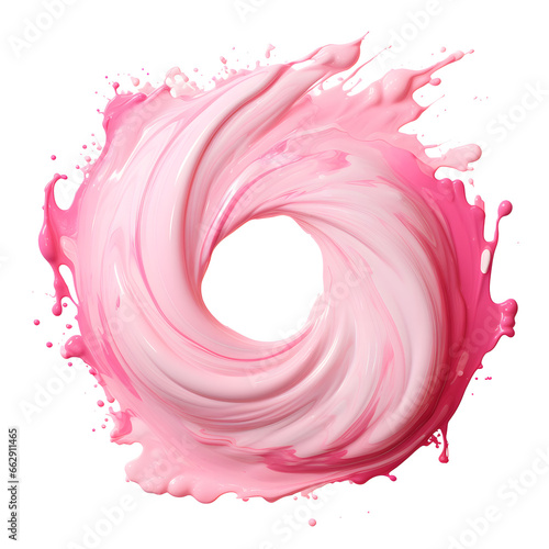 Whirlpool circle of pink cream liquid isolated on white background © Oksana