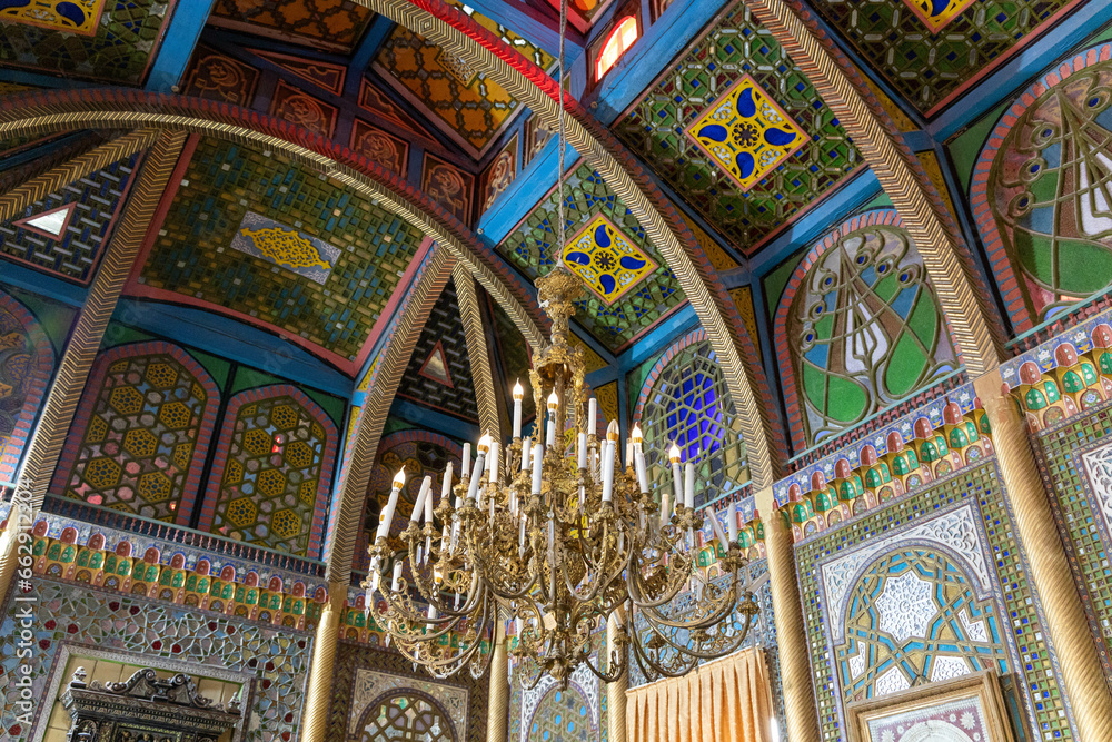 Usbekistan - Buchara: Sommerpalast des letzten Emirs Said Alim Khan - Details der gewölbten Decke