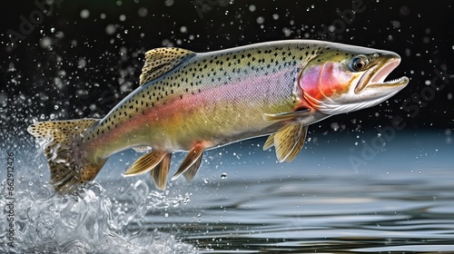 Rainbow trout jumping © neirfy