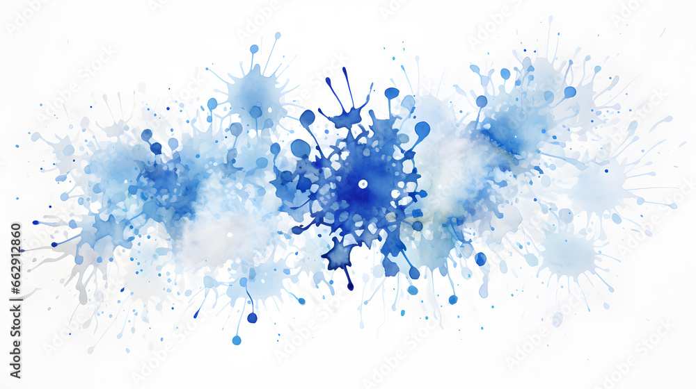 Watercolor blue snowflakes isolated on white background, ice blue and white colors Watercolor blue snowflakes isolated on white background, ice blue and white colors