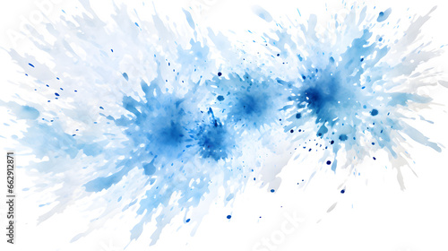 Watercolor blue snowflakes isolated on white background, ice blue and white colors