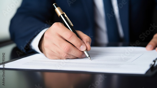 businessman signing a document