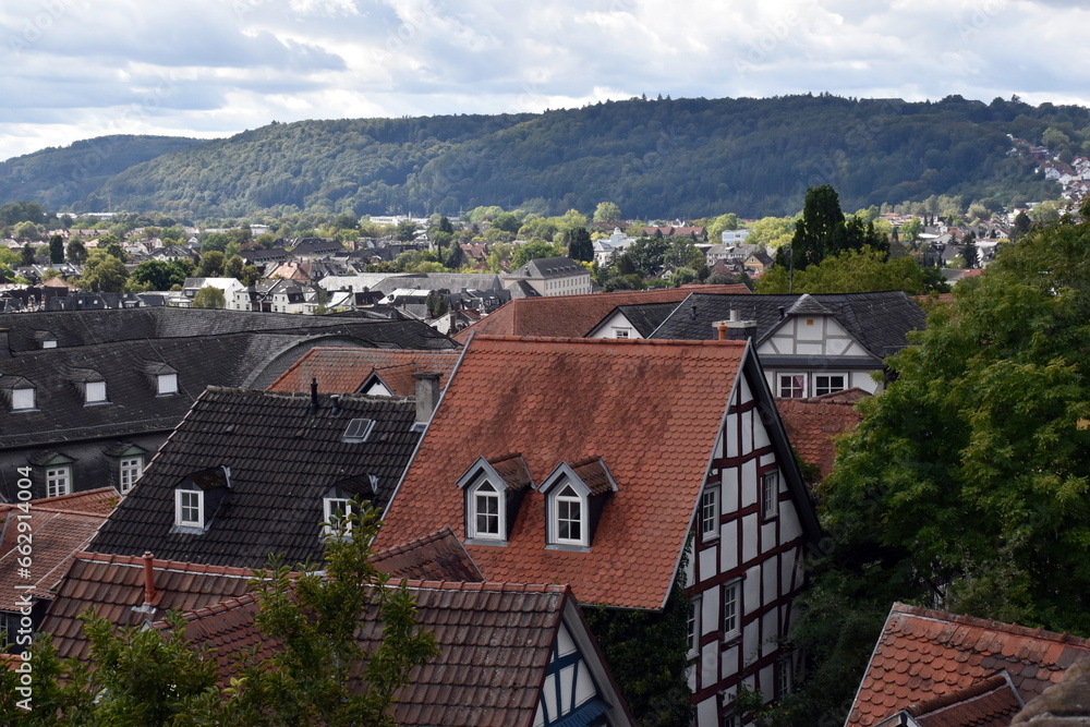 Häuser und Dächer in der Altstadt von Marburg