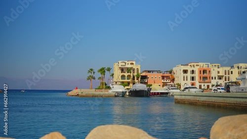 JORDAN, AQABA, DECEMBER 10, 2023: Yachts in harbour in Tala Bay resort near Aqaba city, Jordan, Hashemite Kingdom of Jordan