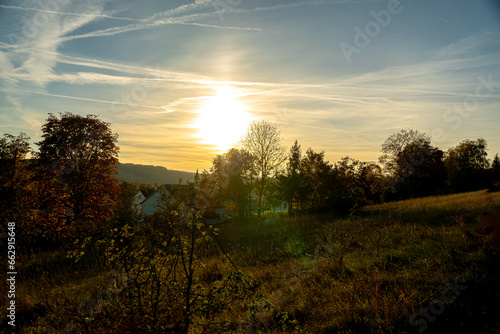 Panorama Sonnenuntergang im Herbst