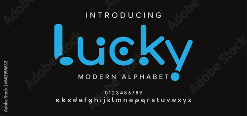 Lucky Modern minimal abstract alphabet fonts. Typography technology, electronic, movie, digital, music, future, logo creative font. vector illustration.