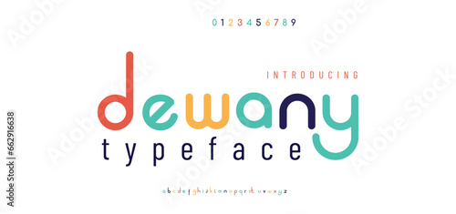 Dewany Modern minimal abstract alphabet fonts. Typography technology, electronic, movie, digital, music, future, logo creative font. vector illustration.