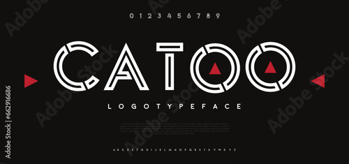 Catoo Abstract minimal modern alphabet fonts. Typography technology vector illustration