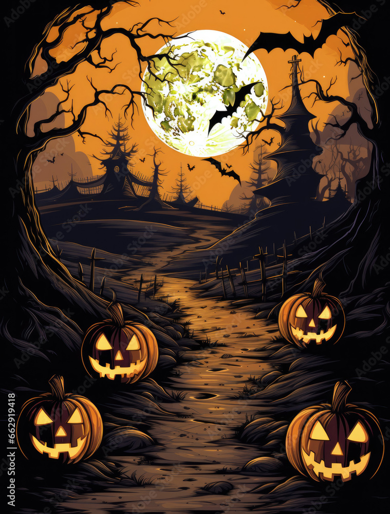 Fototapeta premium halloween background with pumpkin