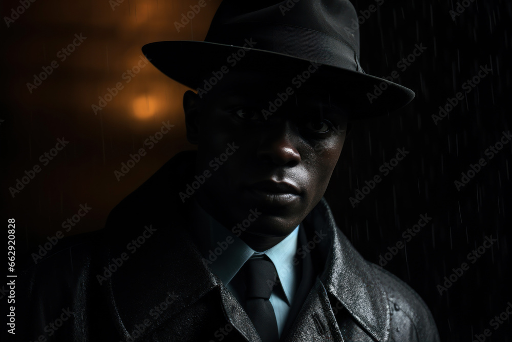 Portrait of a stylish african american man wearing a hat and coat