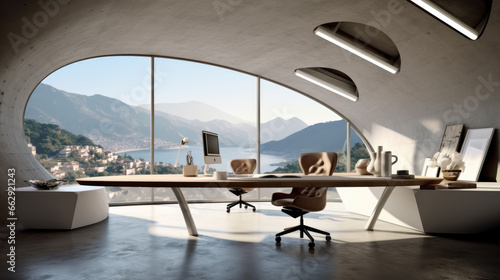 Minimalist design concrete office space