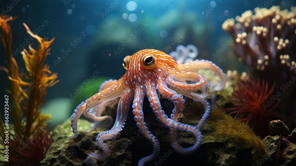 A magical underwater world with various beautiful fish, a seascape with exotic tropical fish A magical underwater world with various beautiful fish, a seascape with exotic tropical fish