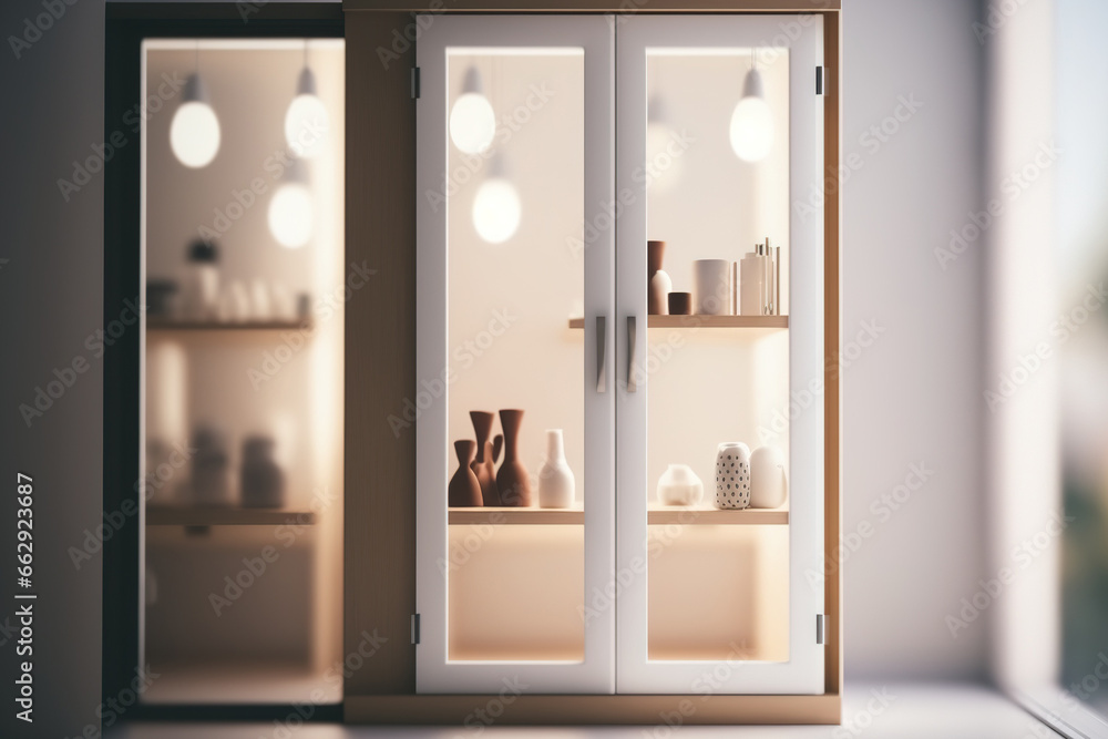 Lightly blurred bedroom closet background. Generative AI