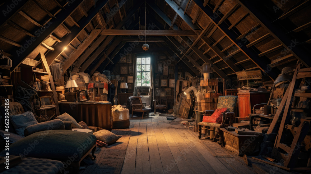 An attic transformed into a cozy reading nook