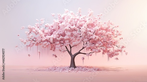  a pink tree with lots of pink flowers on it's branches.  generative ai © Anna