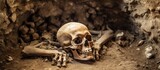Ancient tomb holds ancient skeleton With copyspace for text