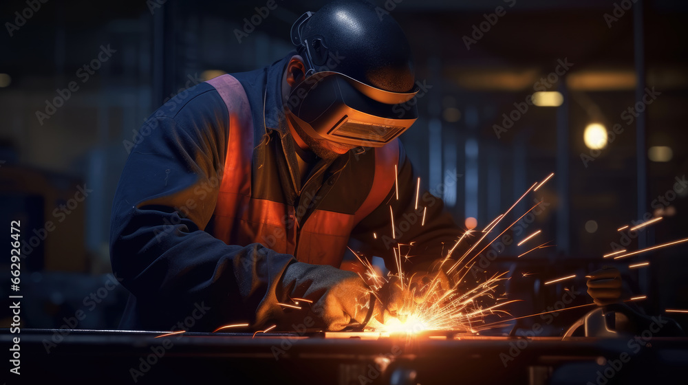 A factory where skilled workers are engaged in arc welding A factory where skilled workers are engaged in arc welding