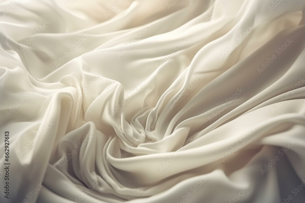 Beautiful sky with flowing folds of fabric in ivory white colors. Generative AI