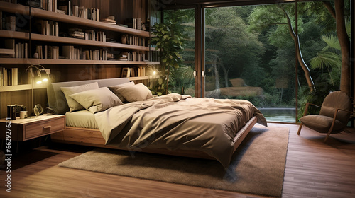 Interior do quarto com confortável