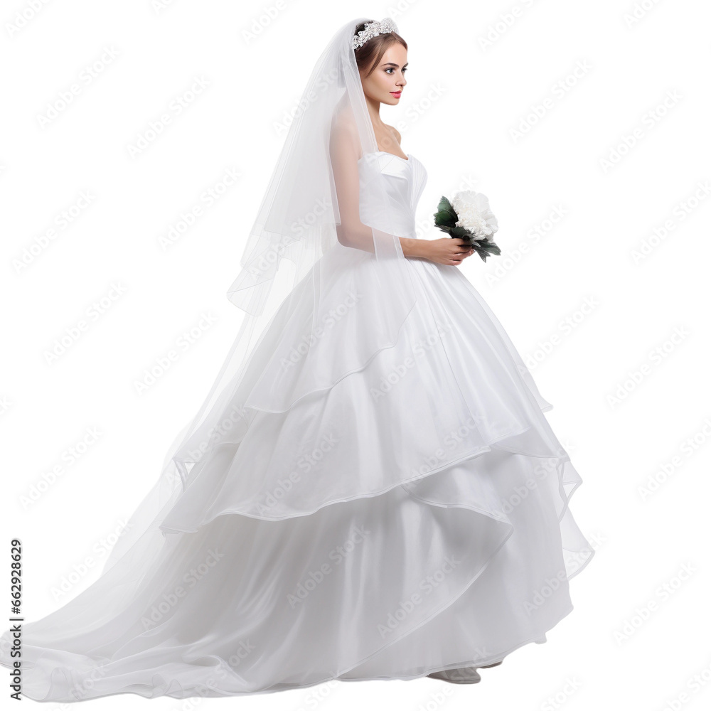 bride in white wedding dress isolated on transparent background bride in white wedding dress isolated on transparent background