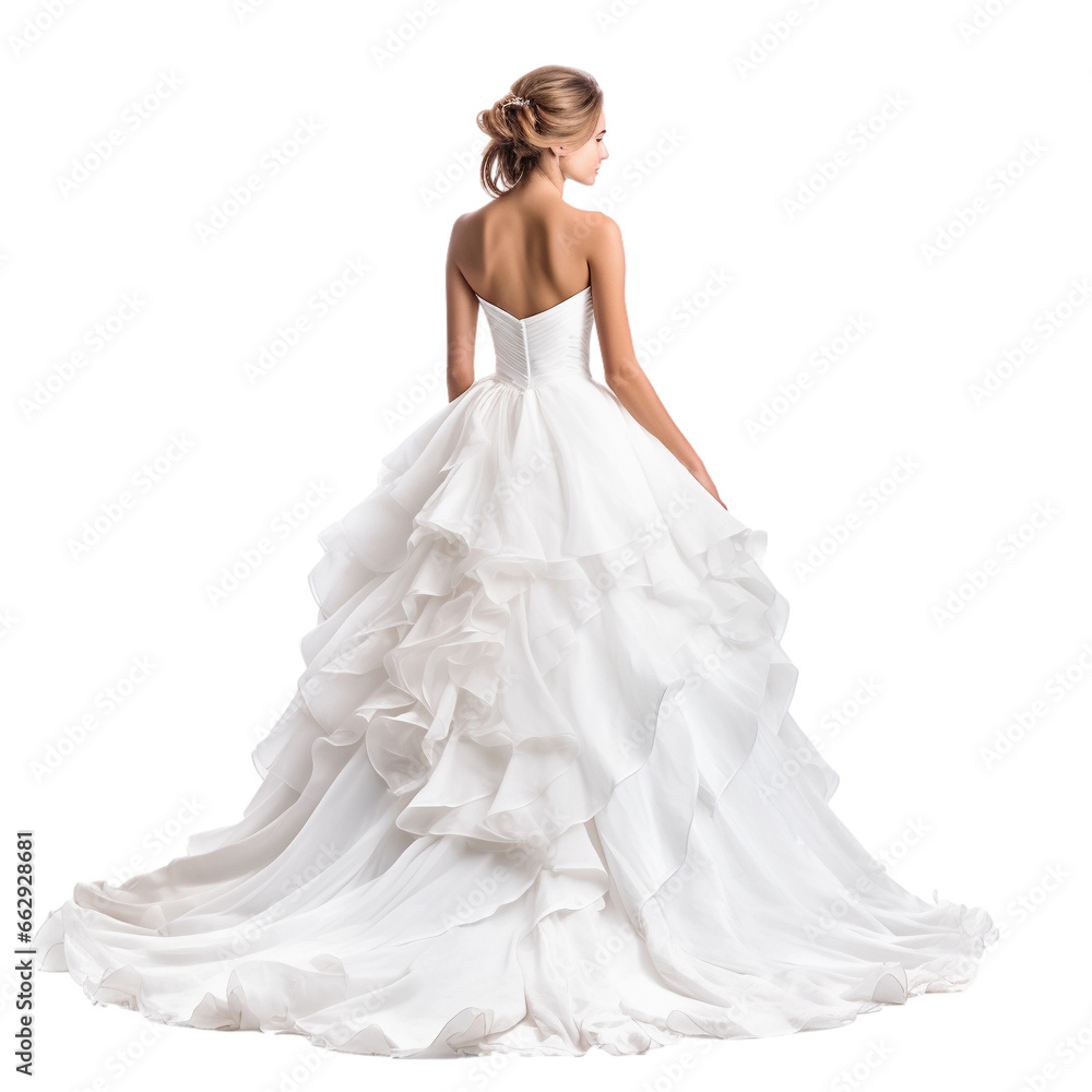 Obraz premium bride in white wedding dress isolated on transparent background
