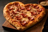 Pizza shaped like a heart, perfect for celebrating Valentine's Day. Generative AI