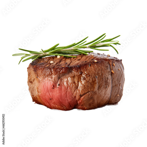 tasty grilled beef steak filet mignon isolated on white background, ai generated