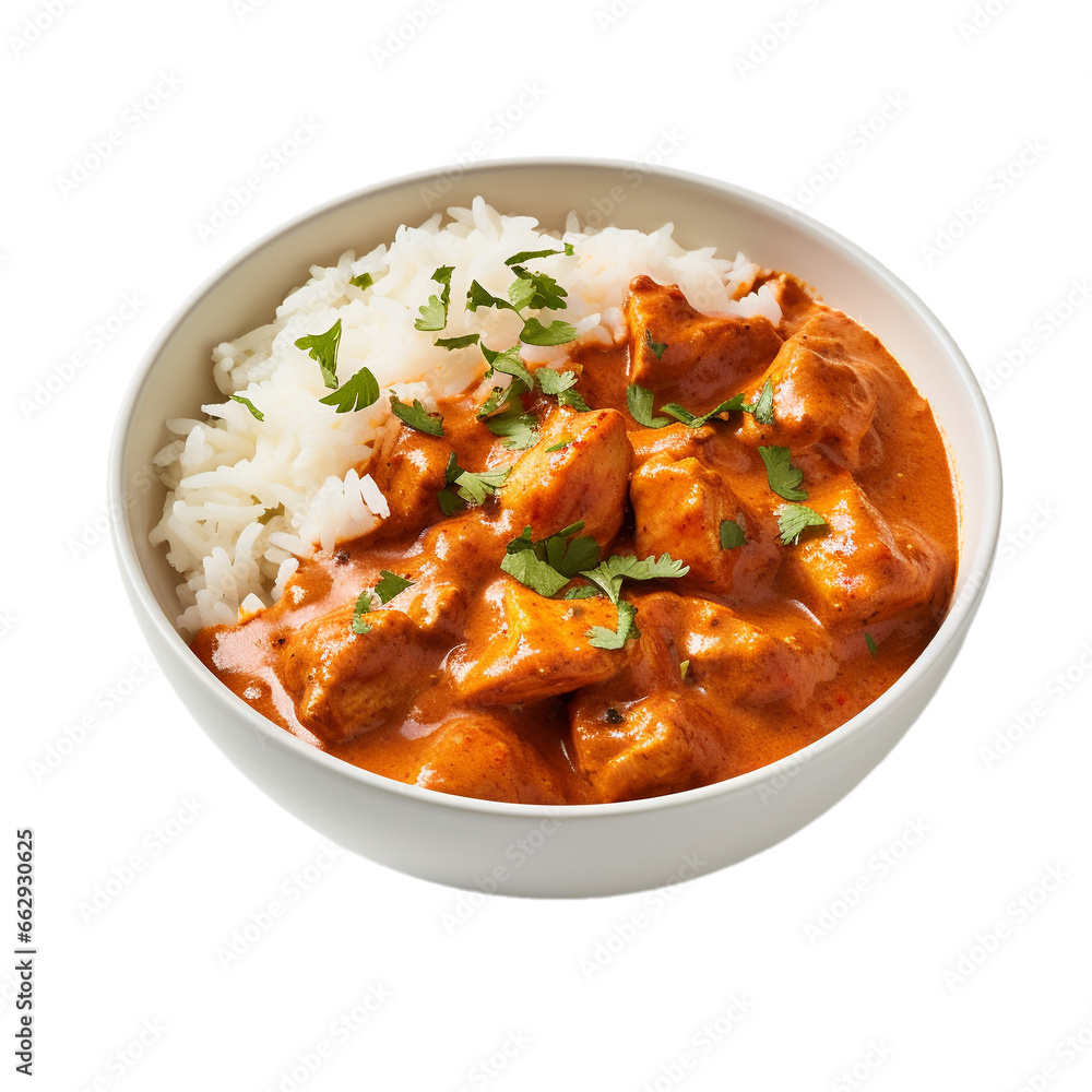 bowl of chicken curry with rice isolated on white background, ai generated bowl of chicken curry with rice isolated on white background, ai generated
