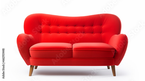 sofá moderno e confortável para dois assentos vermelhos sobre fundo branco