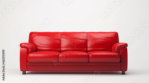 sofá confortável moderno para três acentos vermelhos sobre fundo branco