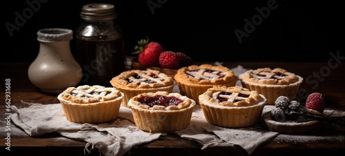 closeup fresh fruit tart with fresh fruit and cream cheese, strawberry, apricot, blueberry, raspberry, Generative Ai