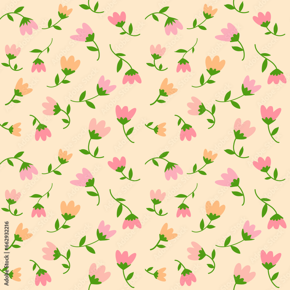Seamless pattern of flowers floral vector, vintage style background for design, decoration, paper wrap