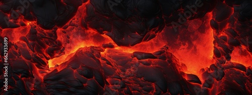 Lava texture fire background rock volcano magma molten hell hot flow flame pattern seamless. Earth lava crack volcanic texture ground fire burn explosion stone liquid black red inferno planet relief. photo